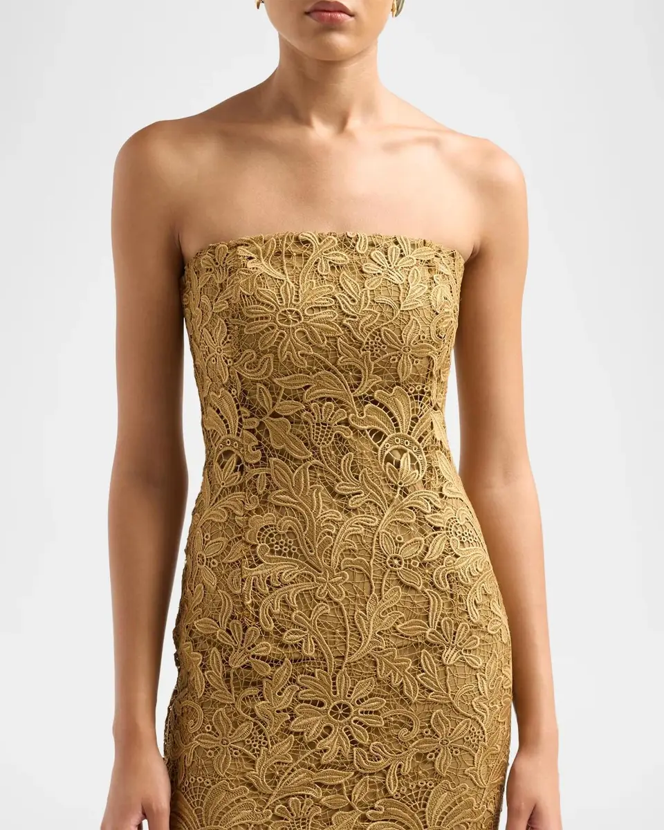 Generation Love Tia Strapless Metallic Guipure Lace Dress | Thumbnail 3