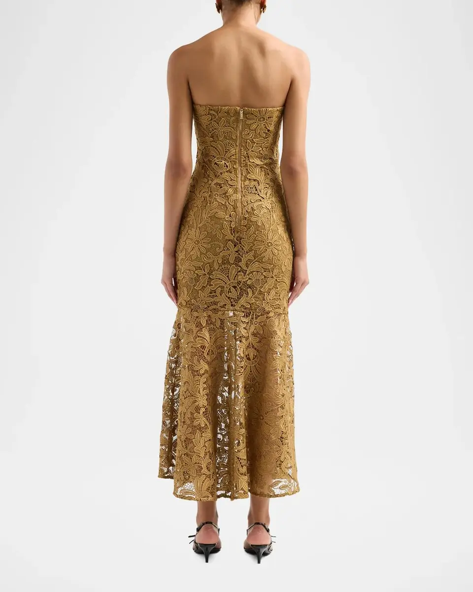 Generation Love Tia Strapless Metallic Guipure Lace Dress | Thumbnail 4