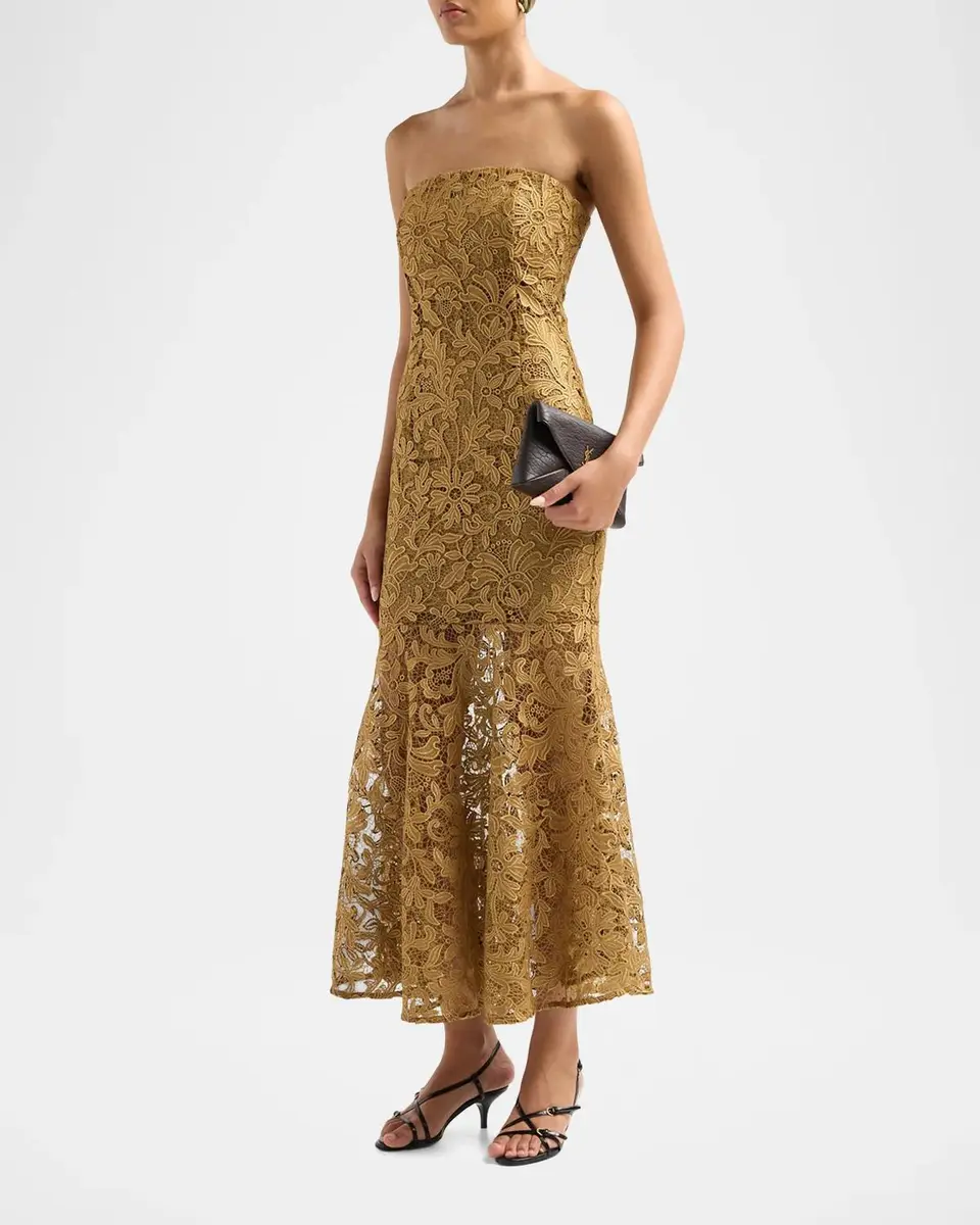 Generation Love Tia Strapless Metallic Guipure Lace Dress | Thumbnail 5