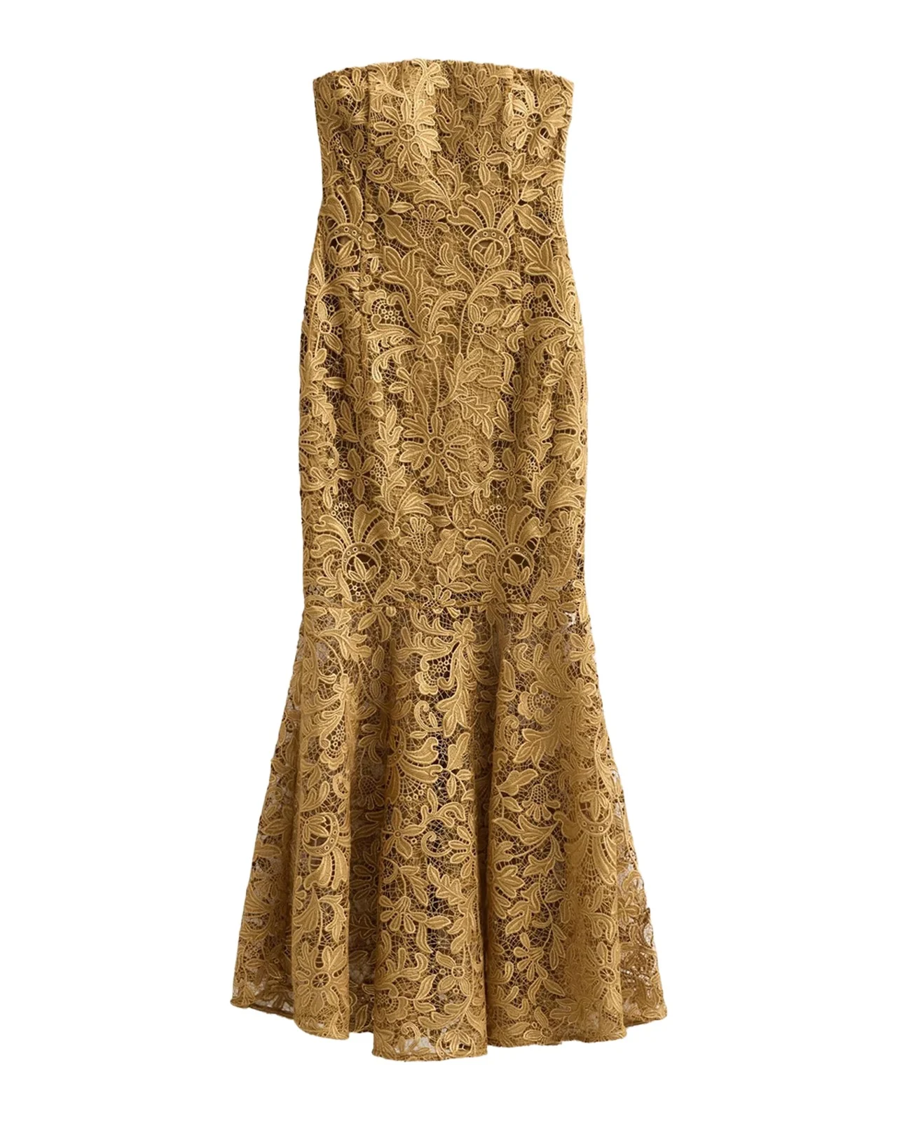 Tia Strapless Metallic Guipure Lace Dress