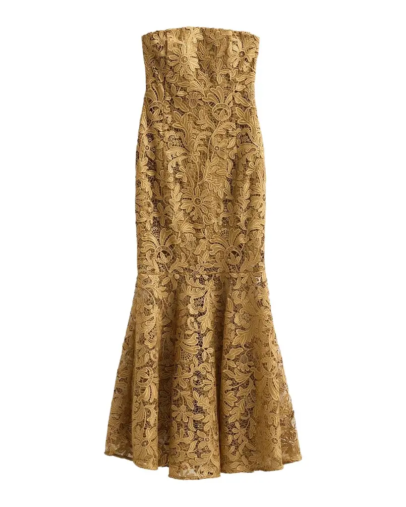Generation Love Tia Strapless Metallic Guipure Lace Dress