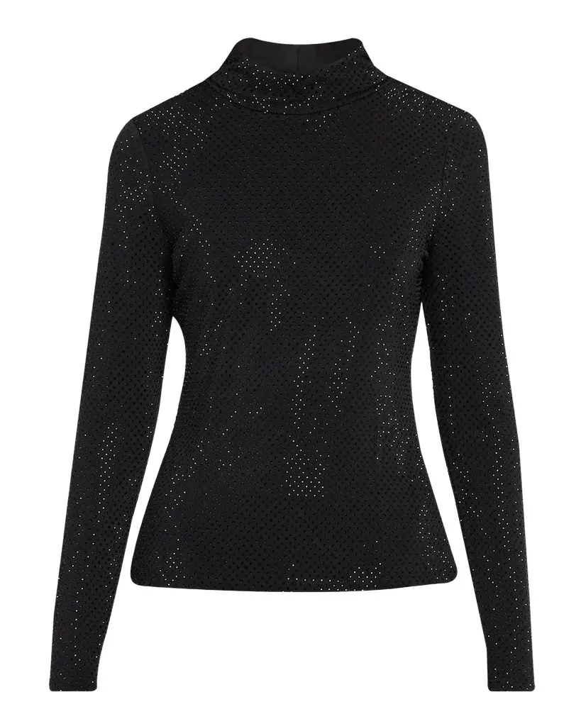Generation Love Tyla Crystal Mesh Mock-Neck Top