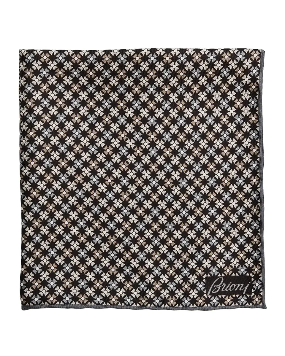 Brioni Men's Silk Geometric Pocket Square | Thumbnail 2 Brioni Men's Silk Geometric Pocket Square | Thumbnail 2