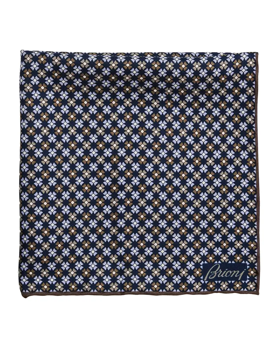 Brioni Men's Silk Geometric Pocket Square | Thumbnail 2 Brioni Men's Silk Geometric Pocket Square | Thumbnail 2