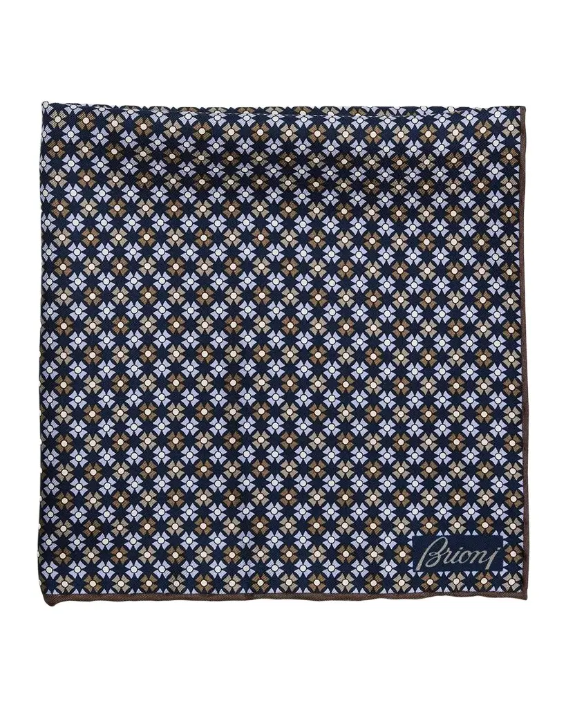 Brioni Men's Silk Geometric Pocket Square