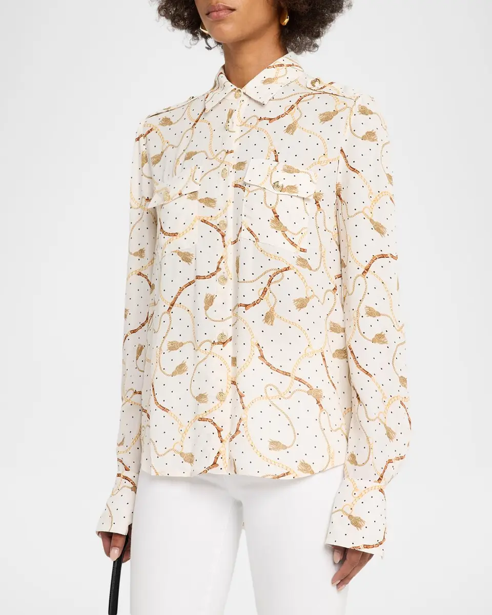 Generation Love Allure Chain-Print Button-Front Shirt | Thumbnail 4 Generation Love Allure Chain-Print Button-Front Shirt | Thumbnail 4
