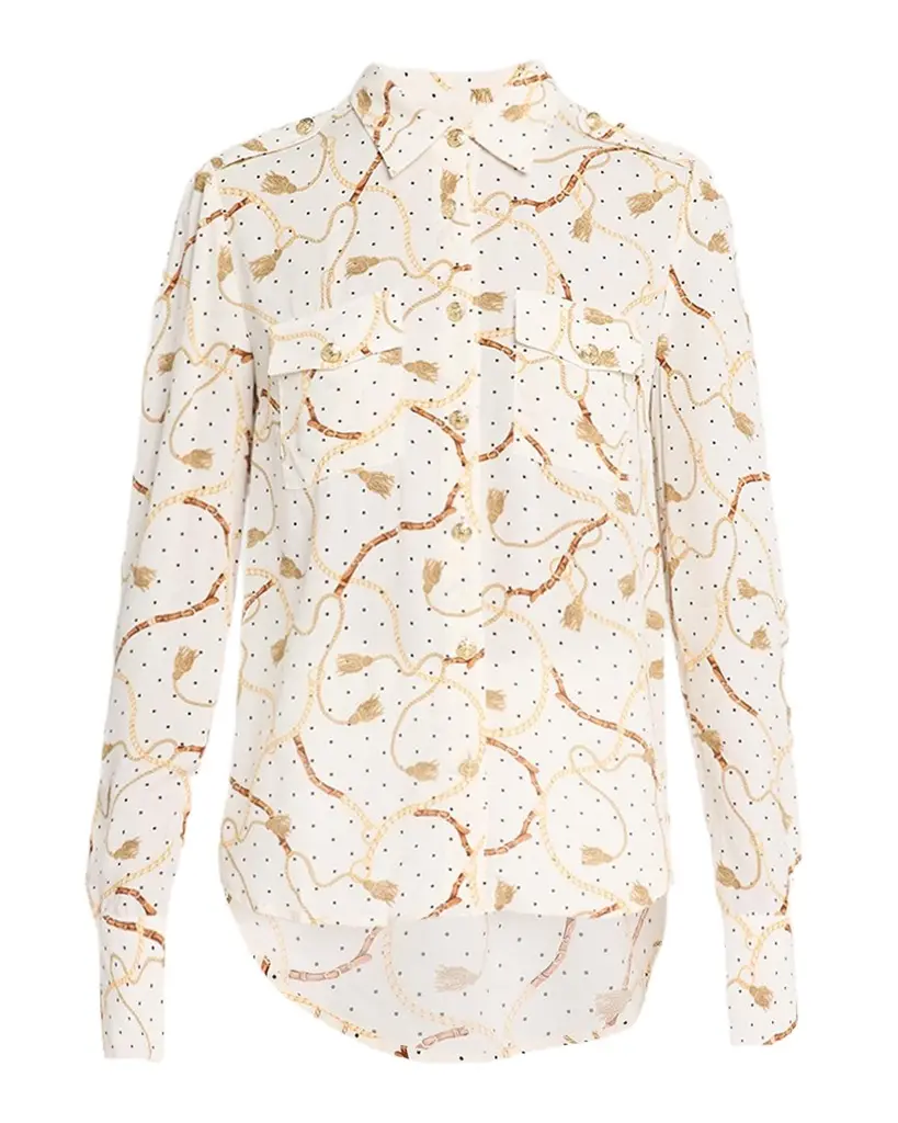 Allure Chain-Print Button-Front Shirt