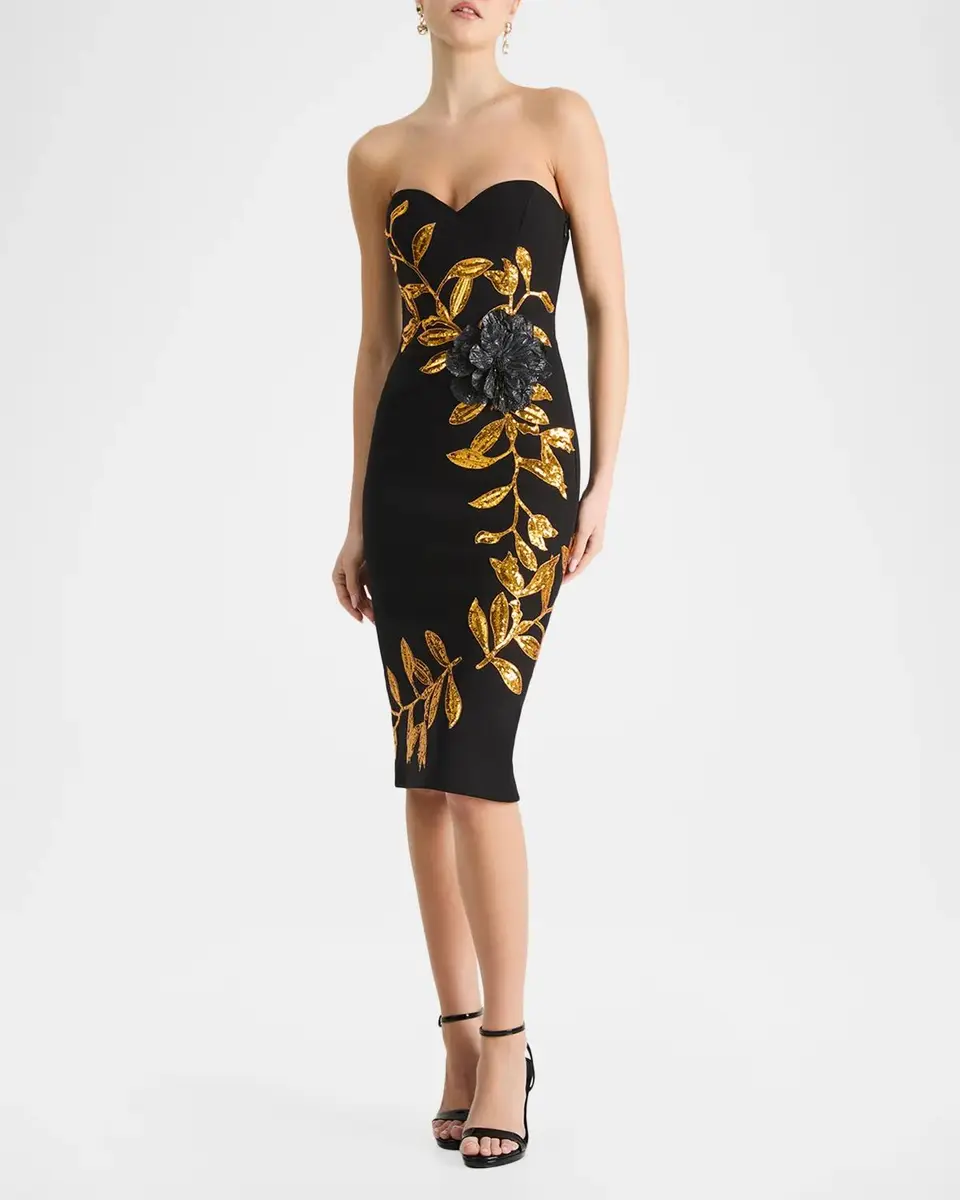 HELSI Chiara Strapless Sequin Vine Midi Dress | Thumbnail 2 HELSI Chiara Strapless Sequin Vine Midi Dress | Thumbnail 2