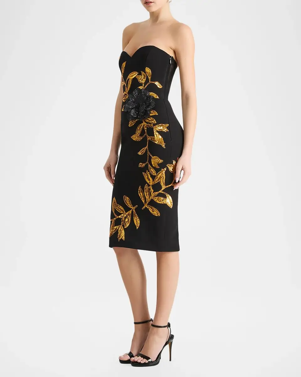 HELSI Chiara Strapless Sequin Vine Midi Dress | Thumbnail 4 HELSI Chiara Strapless Sequin Vine Midi Dress | Thumbnail 4