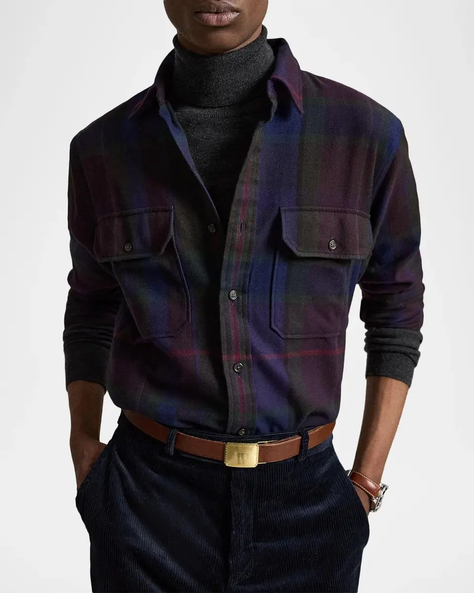 Polo Ralph Lauren Men's Classic-Fit Plaid Twill Workshirt | Thumbnail 4 Polo Ralph Lauren Men's Classic-Fit Plaid Twill Workshirt | Thumbnail 4