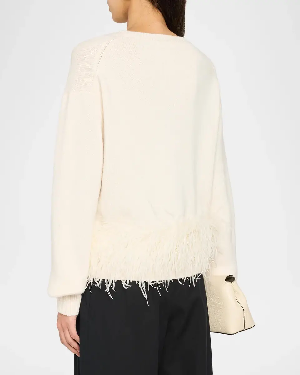 Ramy Brook Mara Feather-Trim Crewneck Sweater | Thumbnail 2 Ramy Brook Mara Feather-Trim Crewneck Sweater | Thumbnail 2