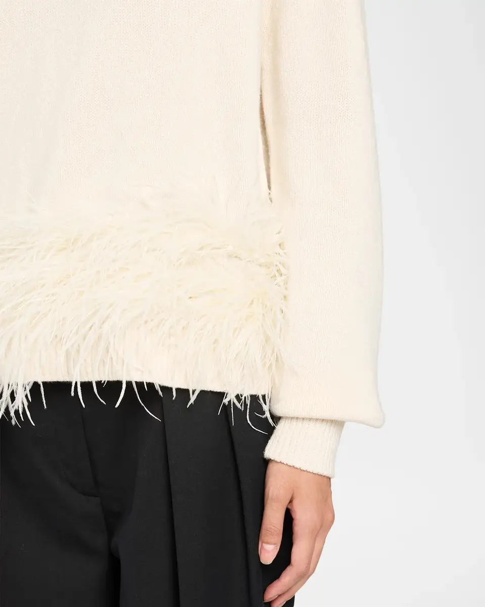 Ramy Brook Mara Feather-Trim Crewneck Sweater | Thumbnail 4 Ramy Brook Mara Feather-Trim Crewneck Sweater | Thumbnail 4