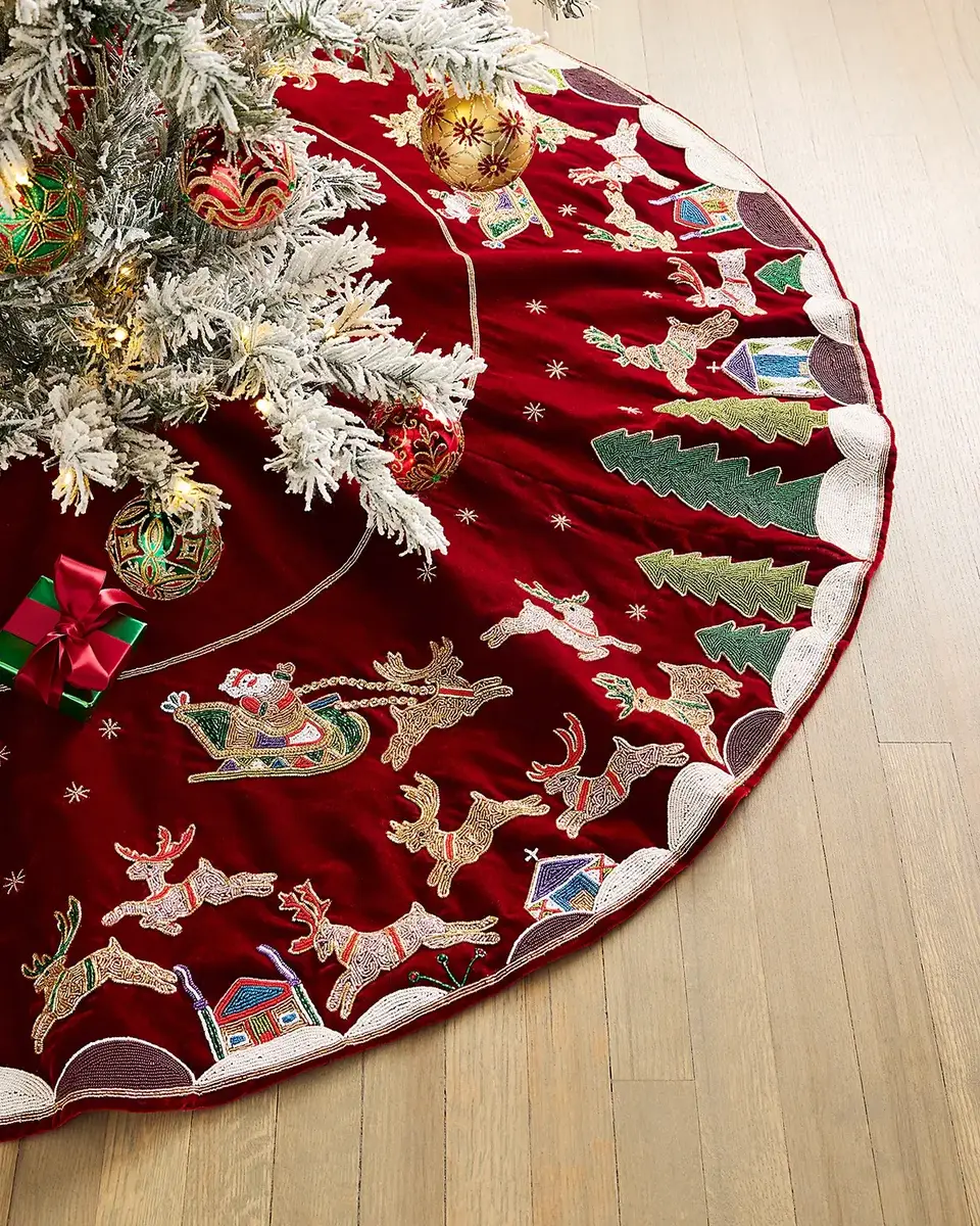 Sudha Pennathur Midnight Sleigh Ride Embellished Tree Skirt