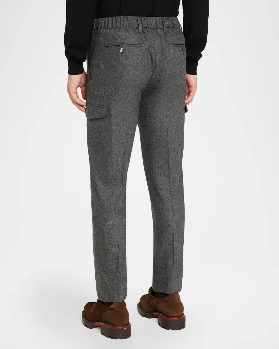 Stefano Ricci Men's Virgin Wool & Cashmere Flannel Pants | Thumbnail 3