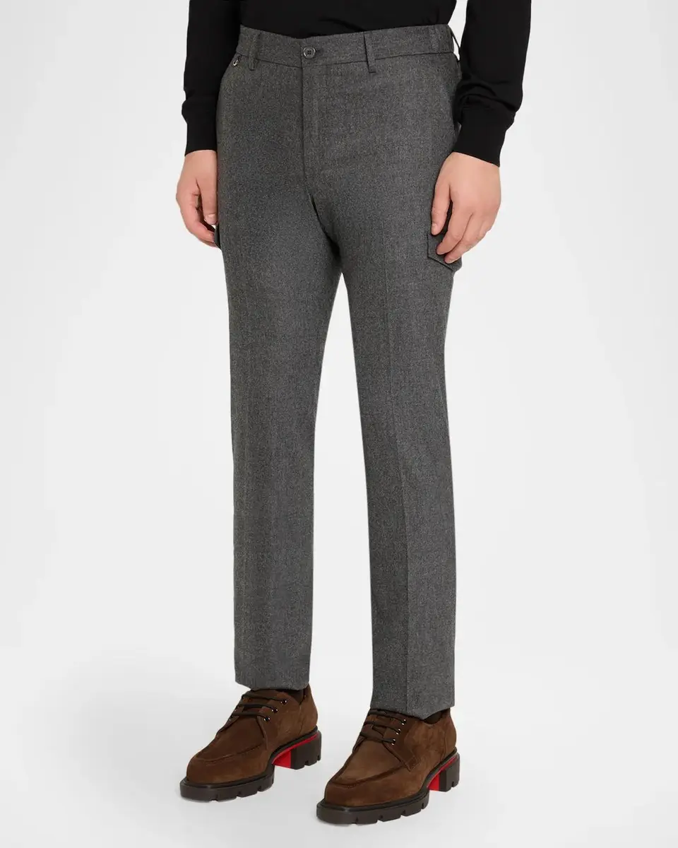 Stefano Ricci Men's Virgin Wool & Cashmere Flannel Pants | Thumbnail 4