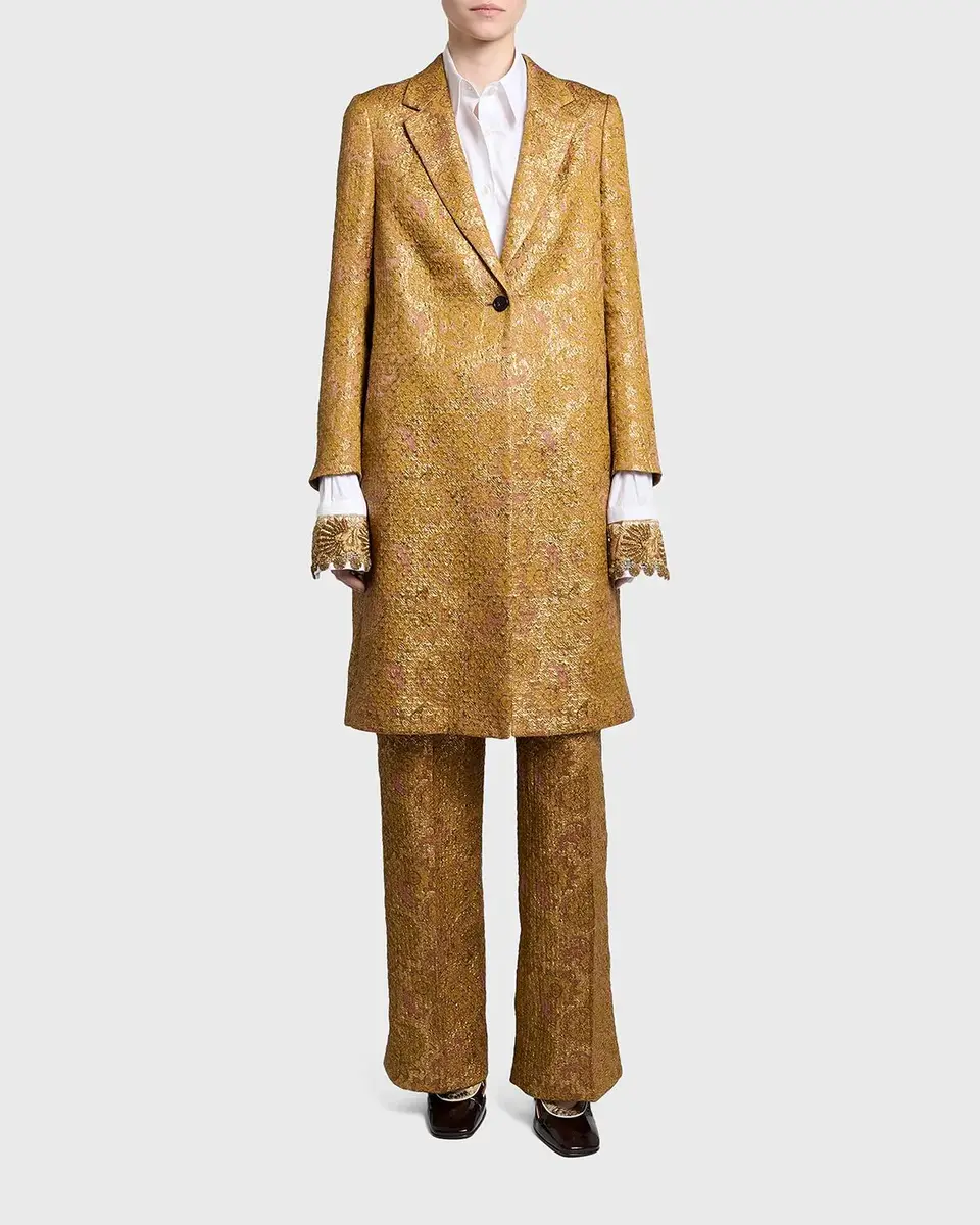 Dries Van Noten Metallic Paisley Jacquard Single-Breasted Long Coat | Thumbnail 2 Dries Van Noten Metallic Paisley Jacquard Single-Breasted Long Coat | Thumbnail 2
