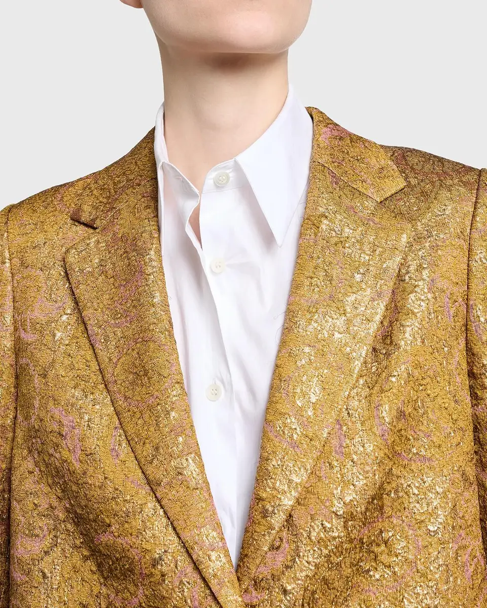 Dries Van Noten Metallic Paisley Jacquard Single-Breasted Long Coat | Thumbnail 5 Dries Van Noten Metallic Paisley Jacquard Single-Breasted Long Coat | Thumbnail 5