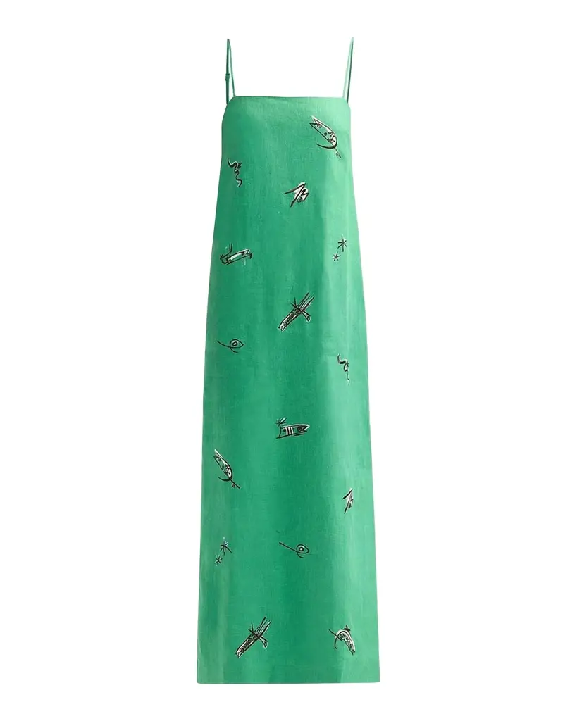 ALÉMAIS Wanda Embroidered Linen-Blend Maxi Dress