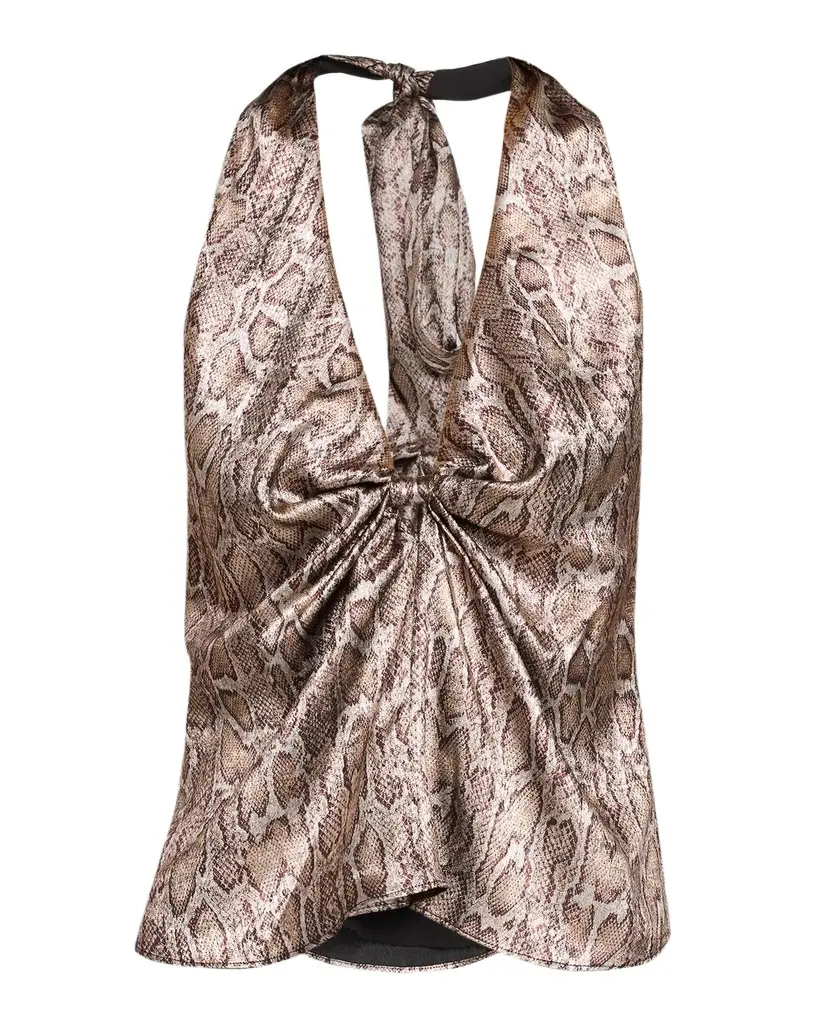Ramy Brook Ophelia Snake-Printed Halter Top