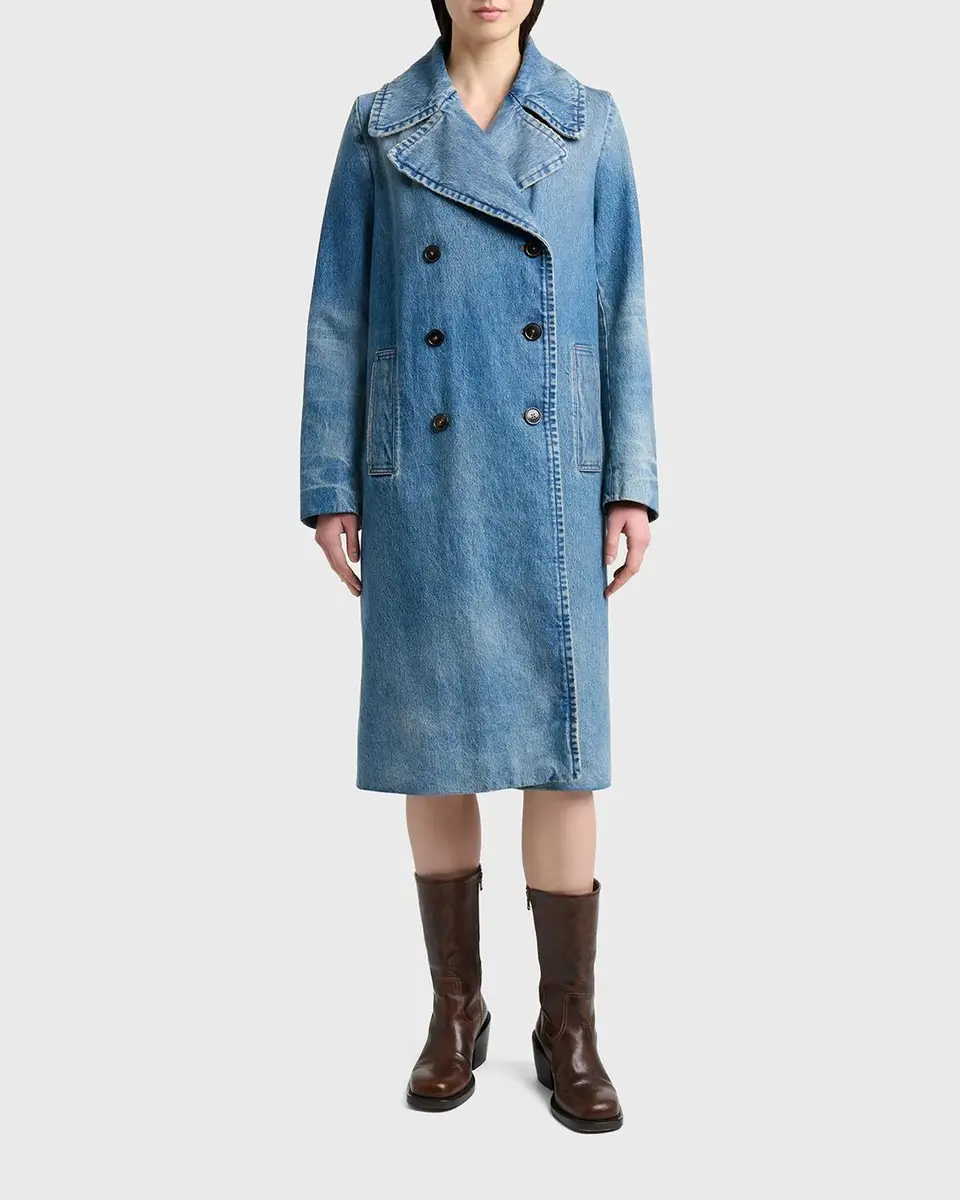 Dries Van Noten Riani Denim Double-Breasted Long Coat | Thumbnail 2 Dries Van Noten Riani Denim Double-Breasted Long Coat | Thumbnail 2