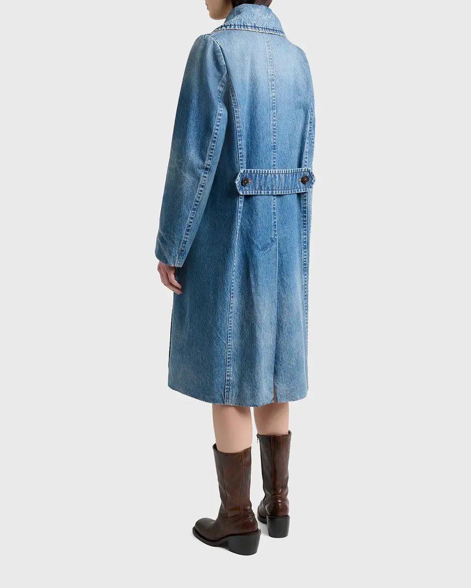 Dries Van Noten Riani Denim Double-Breasted Long Coat | Thumbnail 3 Dries Van Noten Riani Denim Double-Breasted Long Coat | Thumbnail 3