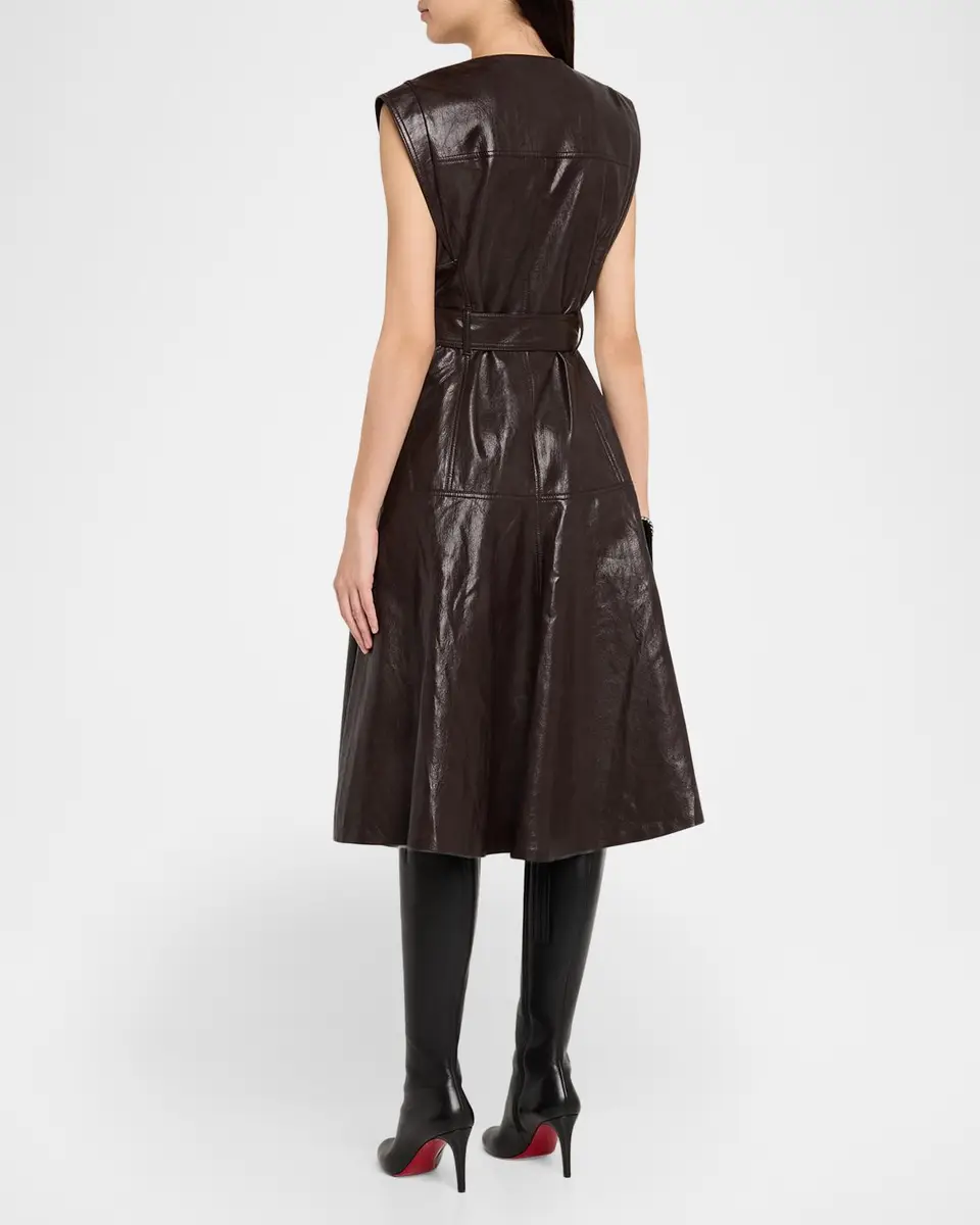 Kobi Halperin Brenda Faux-Leather Tie-Waist Midi Dress | Thumbnail 3