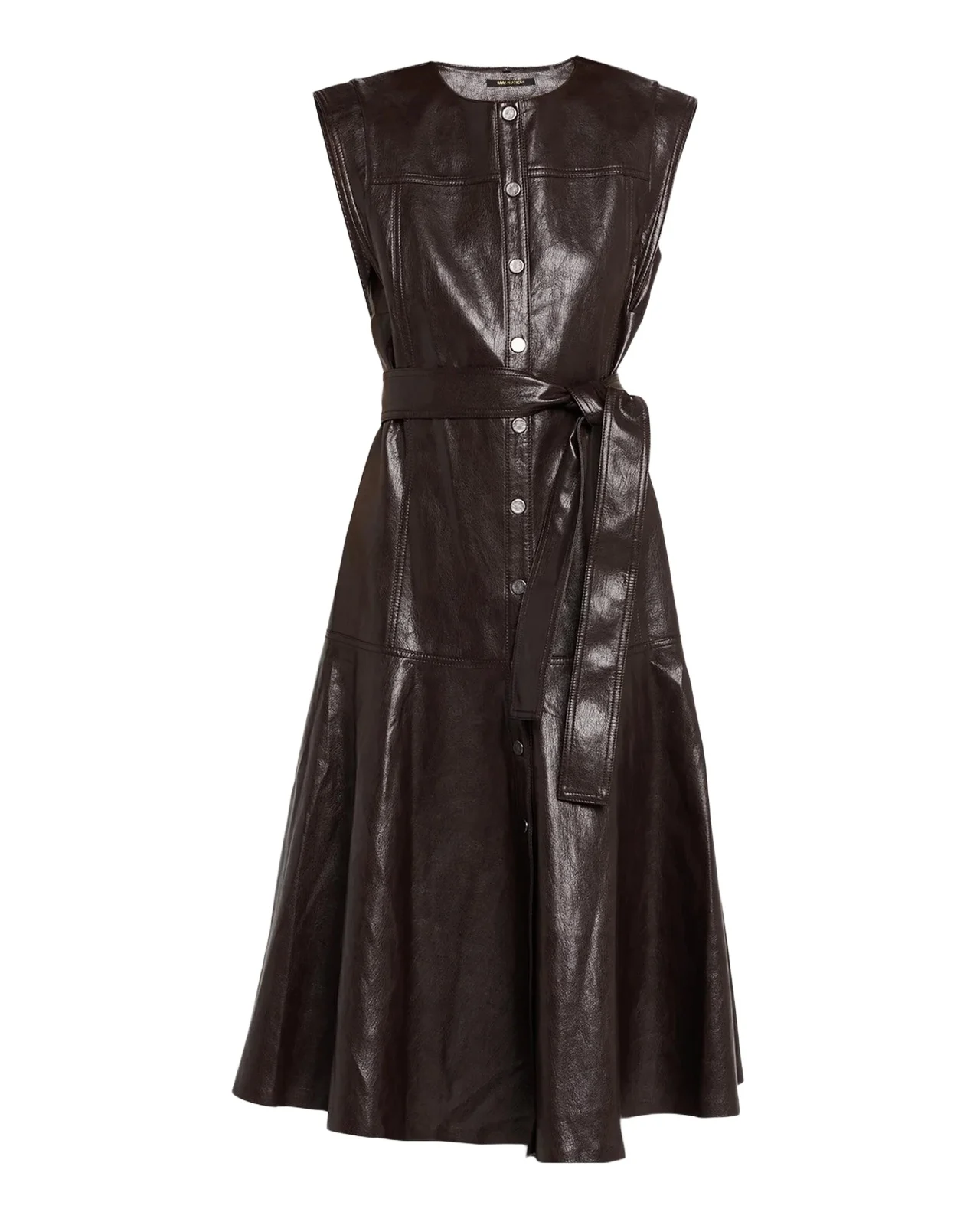 Brenda Faux-Leather Tie-Waist Midi Dress Brenda Faux-Leather Tie-Waist Midi Dress