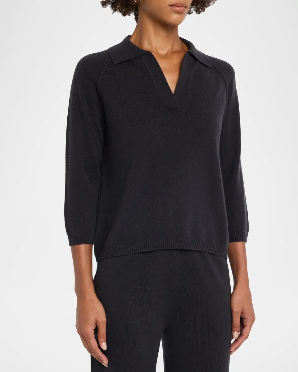 TSE Cashmere Cashmere 3/4-Sleeve Polo Sweater | Thumbnail 4 TSE Cashmere Cashmere 3/4-Sleeve Polo Sweater | Thumbnail 4