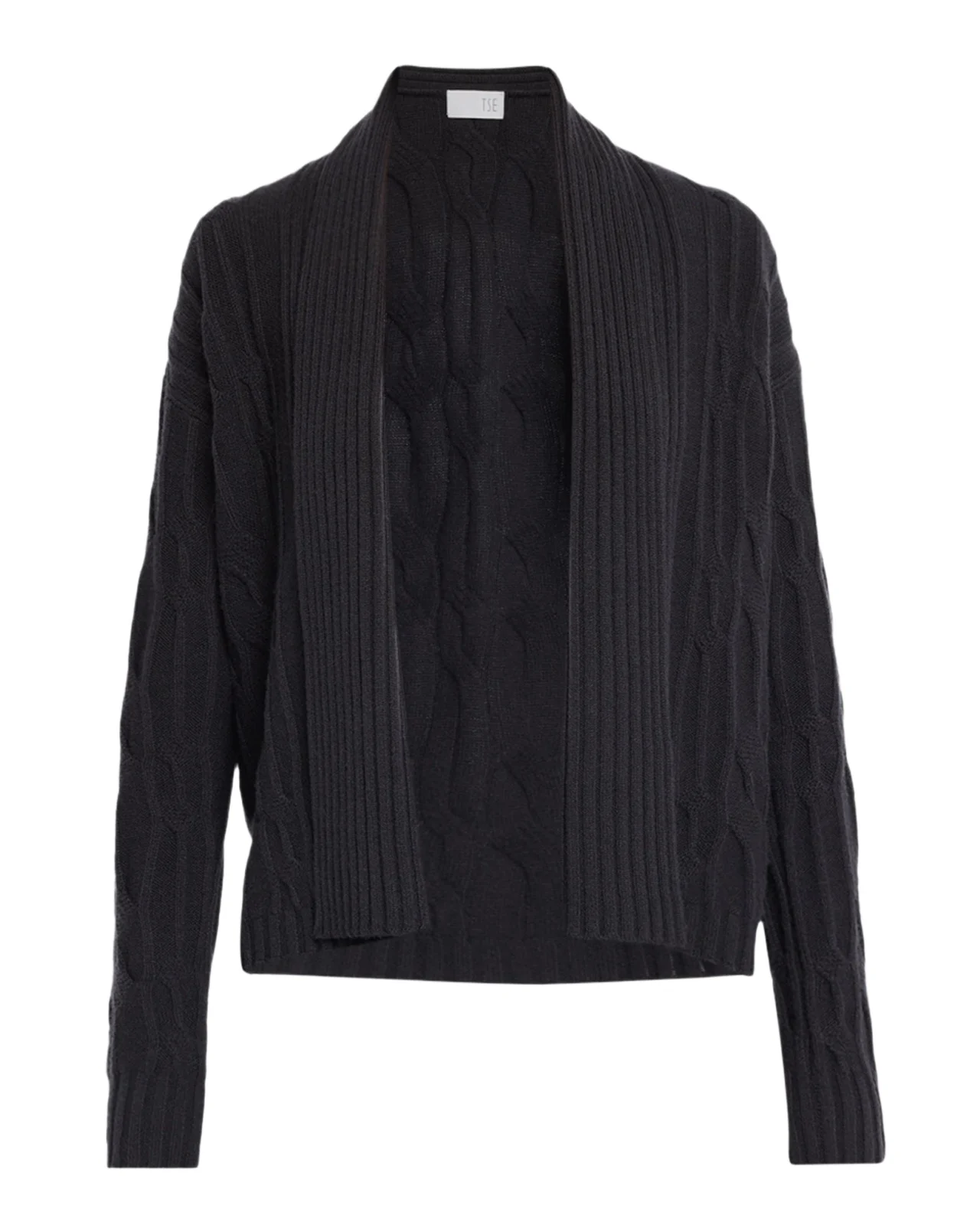 TSE Cashmere Shawl-Collar Cable-Knit Cardigan