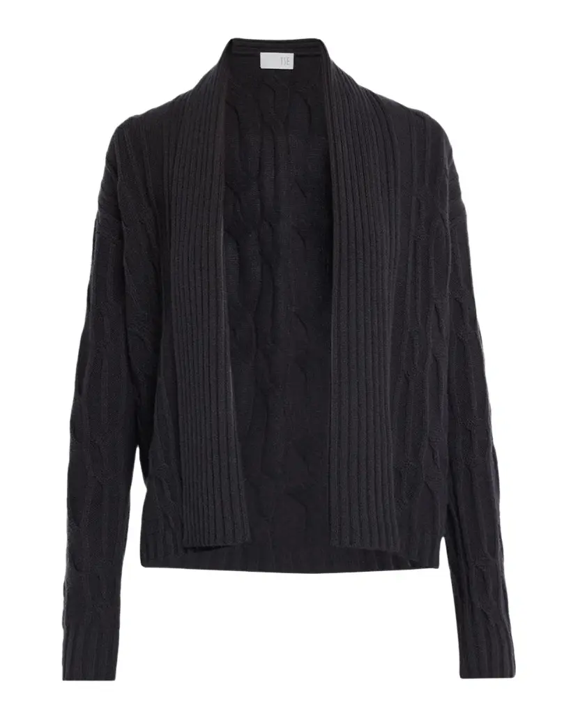 TSE Cashmere Shawl-Collar Cable-Knit Cardigan
