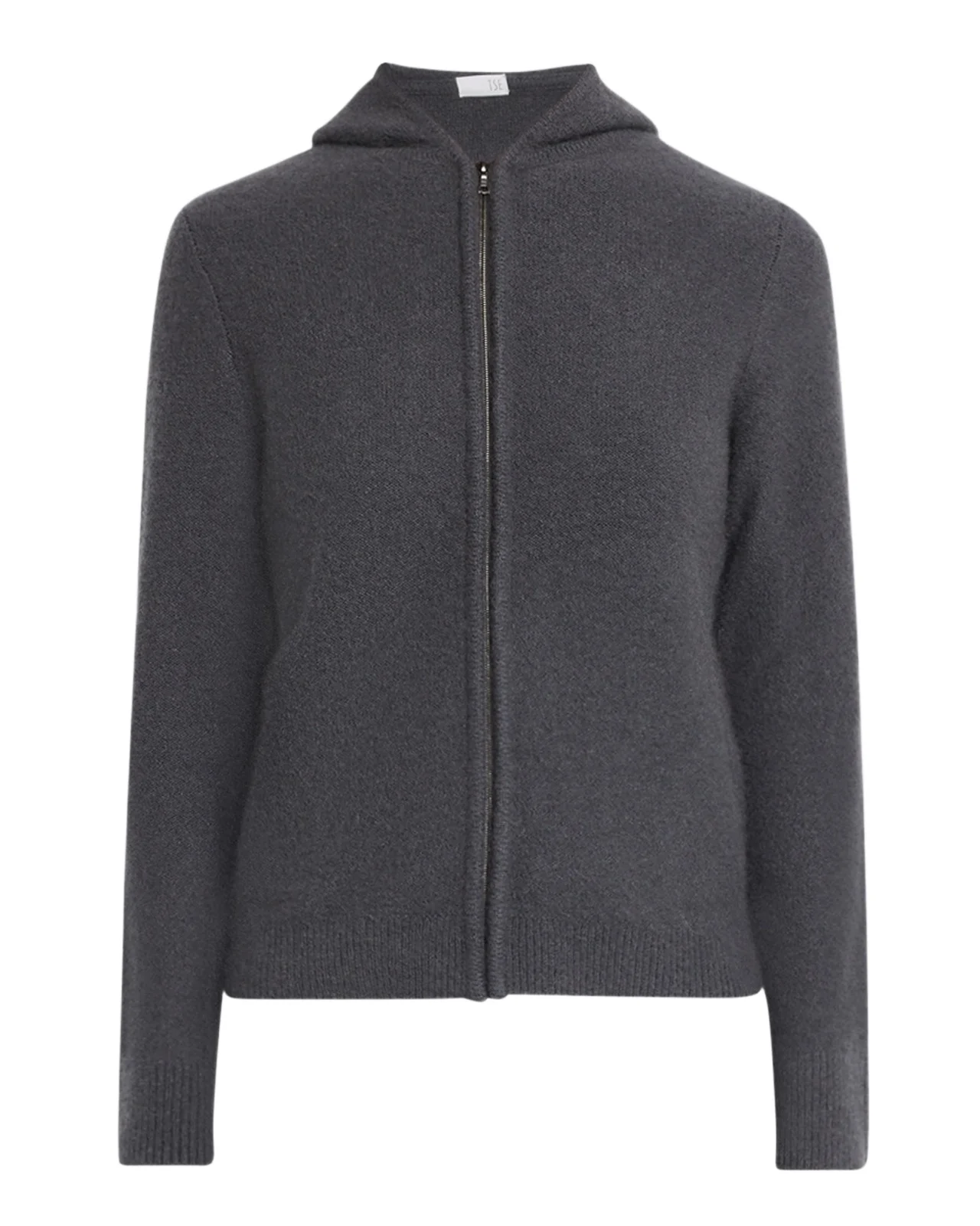 Cashmere Boucle Hooded Zip-Front Cardigan