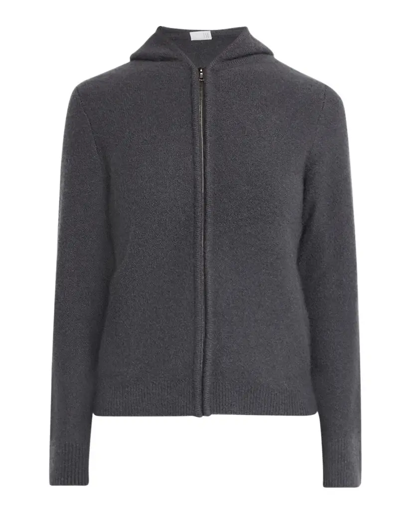 TSE Cashmere Cashmere Boucle Hooded Zip-Front Cardigan