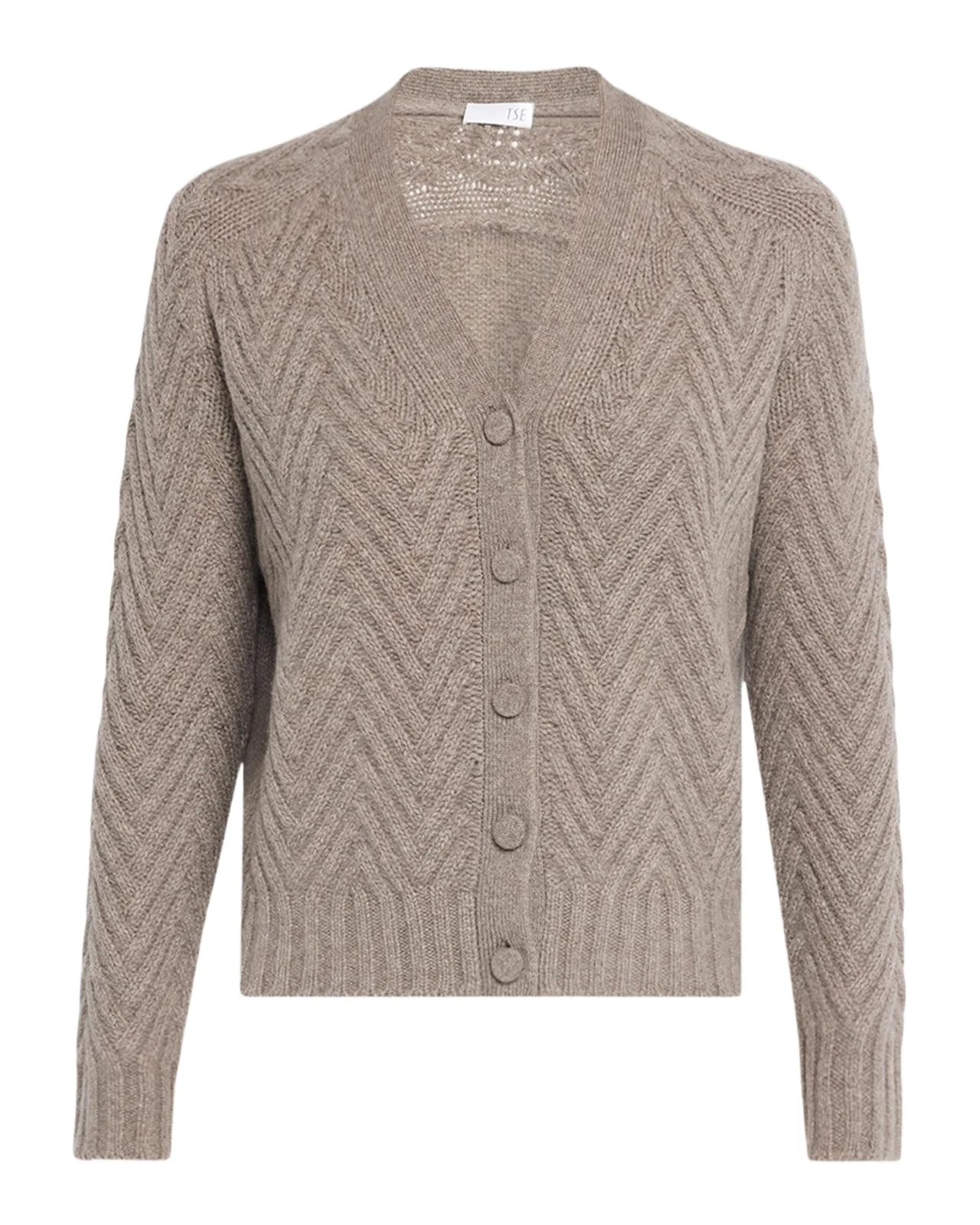 Cashmere Chevron-Stitch Cardigan Cashmere Chevron-Stitch Cardigan
