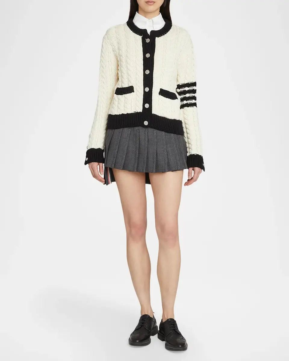 Thom Browne Aran Cable-Knit Wool Cardigan | Thumbnail 2 Thom Browne Aran Cable-Knit Wool Cardigan | Thumbnail 2