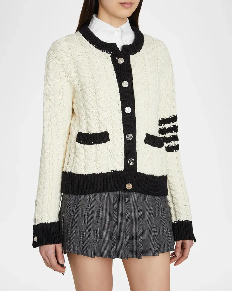 Thom Browne Aran Cable-Knit Wool Cardigan | Thumbnail 4 Thom Browne Aran Cable-Knit Wool Cardigan | Thumbnail 4