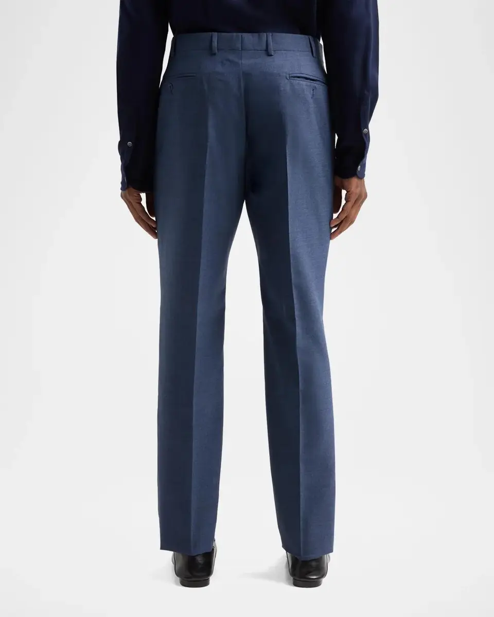 Emporio Armani Men's Textured Wool Straight-Leg Trousers | Thumbnail 3 Emporio Armani Men's Textured Wool Straight-Leg Trousers | Thumbnail 3