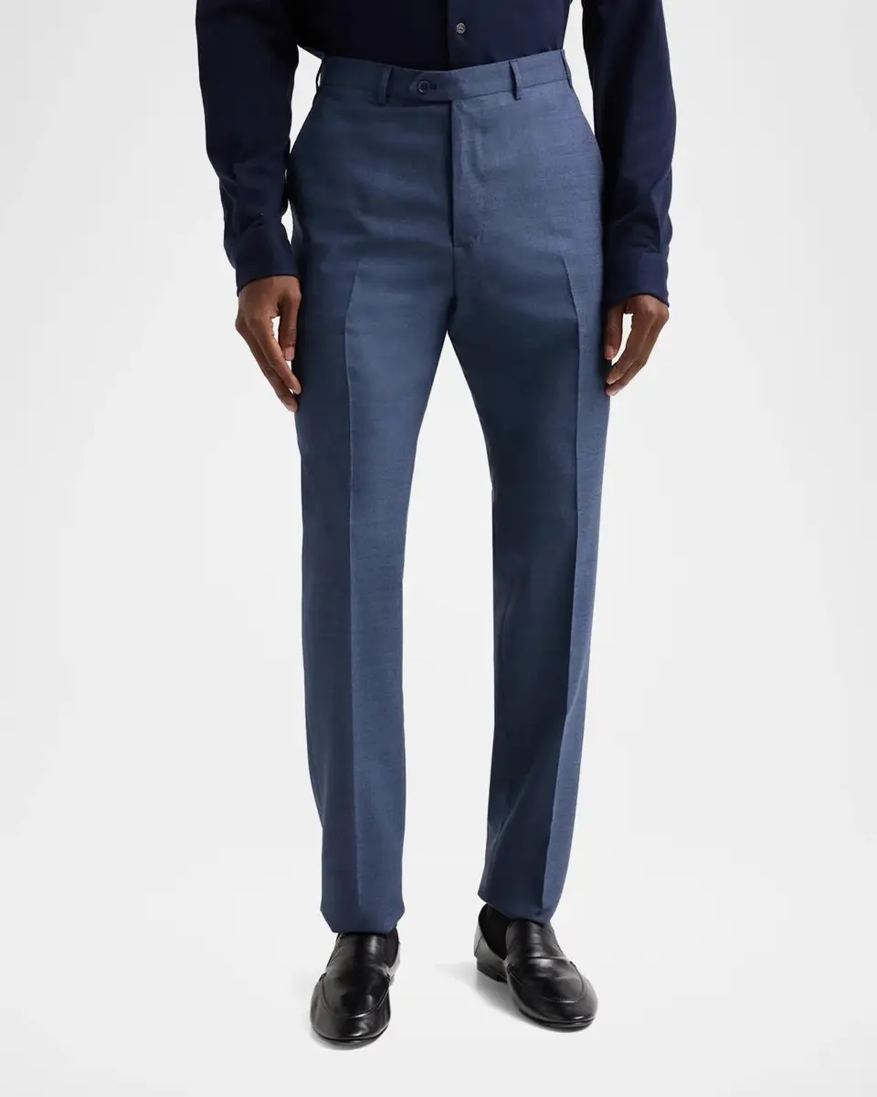 Emporio Armani Men's Textured Wool Straight-Leg Trousers | Thumbnail 4 Emporio Armani Men's Textured Wool Straight-Leg Trousers | Thumbnail 4