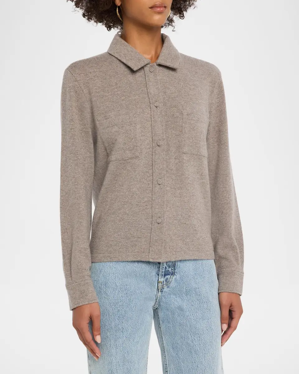 TSE Cashmere Cashmere Button-Front Shirt | Thumbnail 4 TSE Cashmere Cashmere Button-Front Shirt | Thumbnail 4