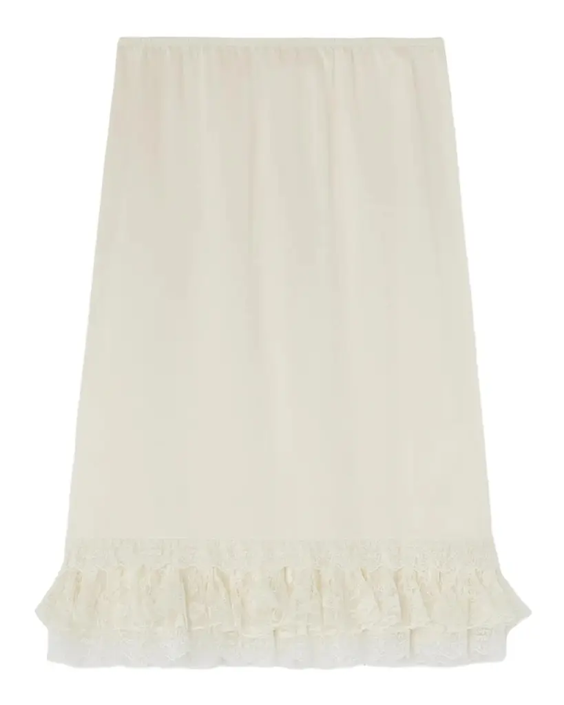 Ganni Fluid Satin Knee-Length Frill Skirt