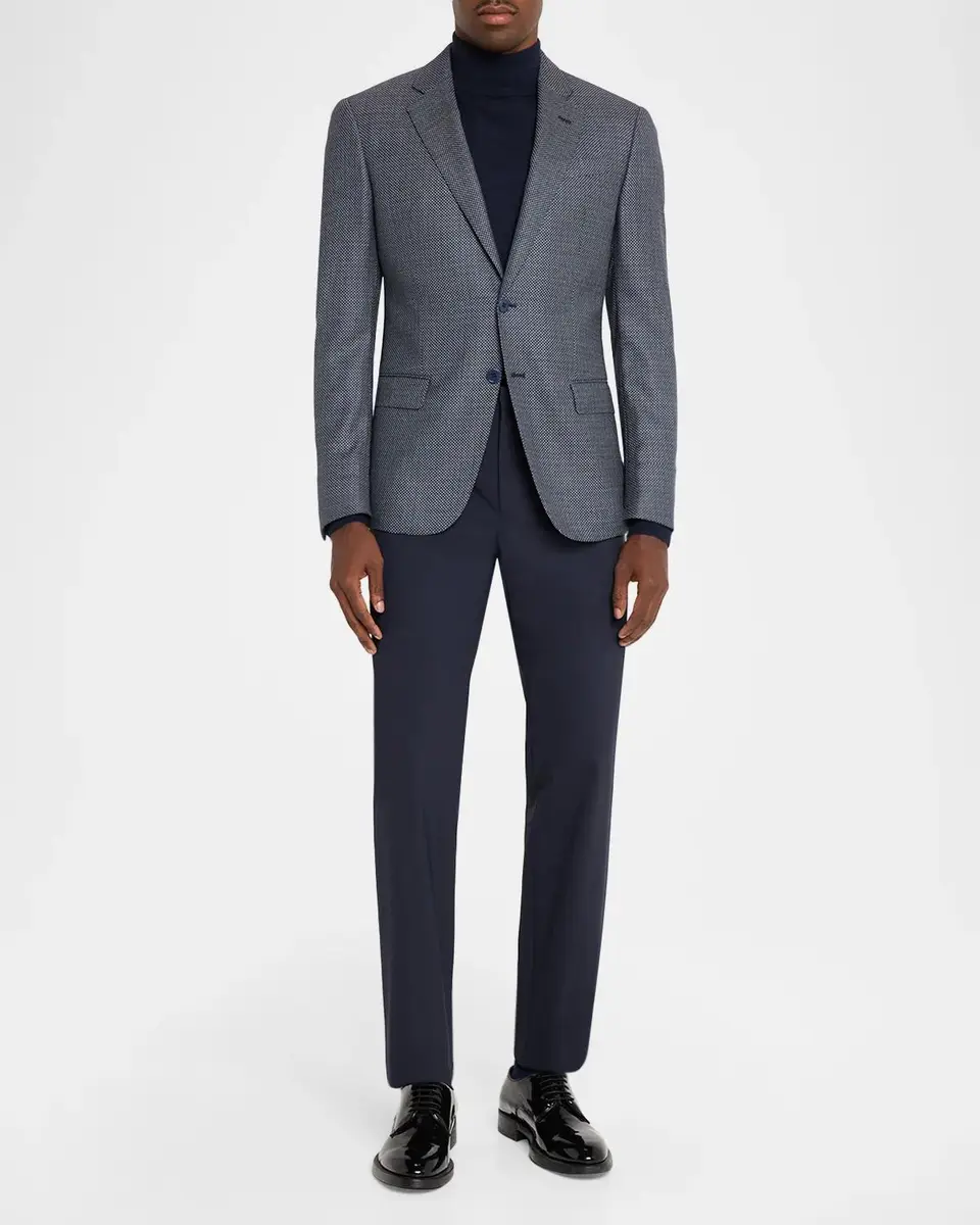 Emporio Armani Men's Dot Micro-Pattern Virgin Wool Jacket | Thumbnail 2 Emporio Armani Men's Dot Micro-Pattern Virgin Wool Jacket | Thumbnail 2