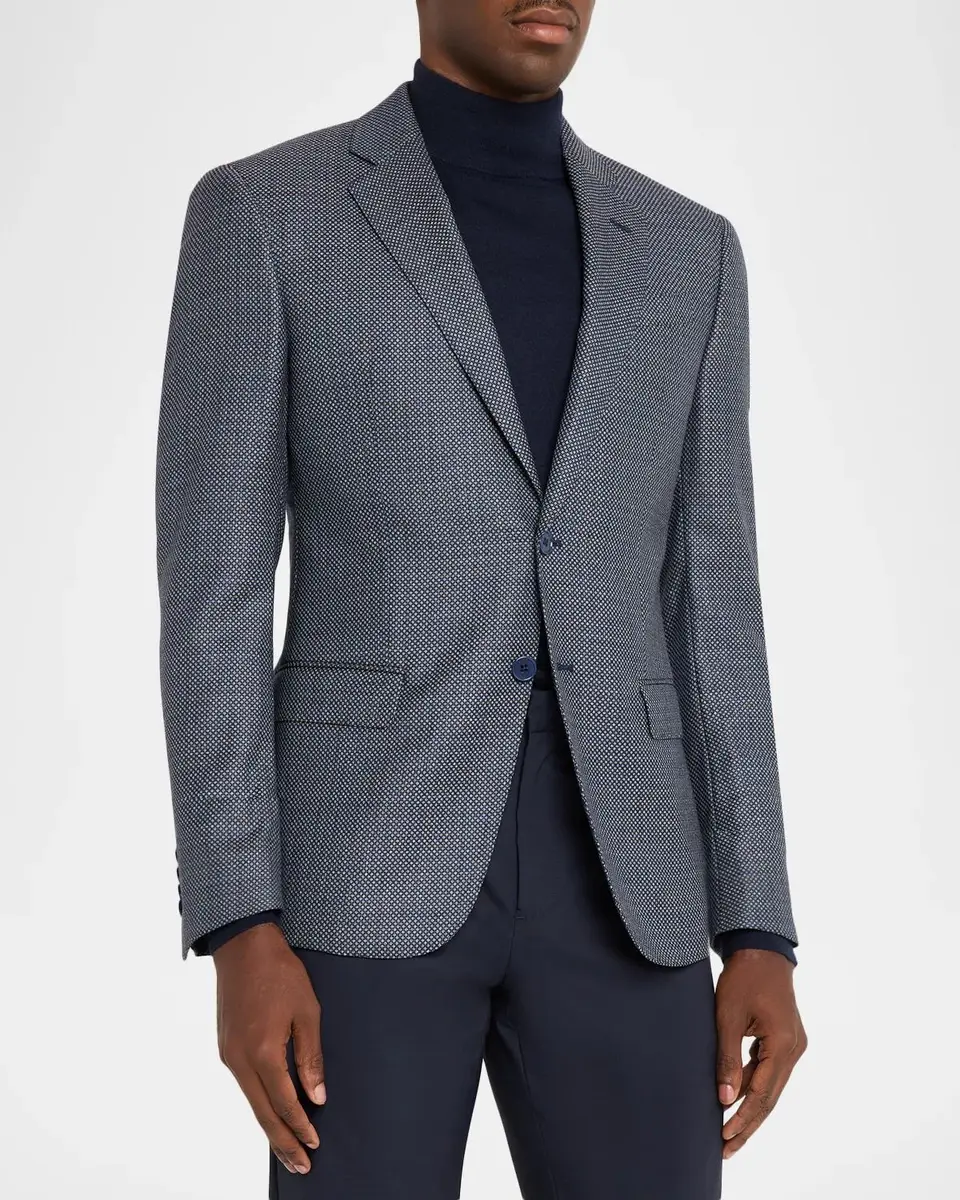 Emporio Armani Men's Dot Micro-Pattern Virgin Wool Jacket | Thumbnail 4 Emporio Armani Men's Dot Micro-Pattern Virgin Wool Jacket | Thumbnail 4