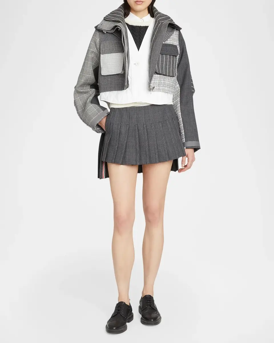 Thom Browne Cropped Tailored Patchwork Jacket | Thumbnail 2 Thom Browne Cropped Tailored Patchwork Jacket | Thumbnail 2