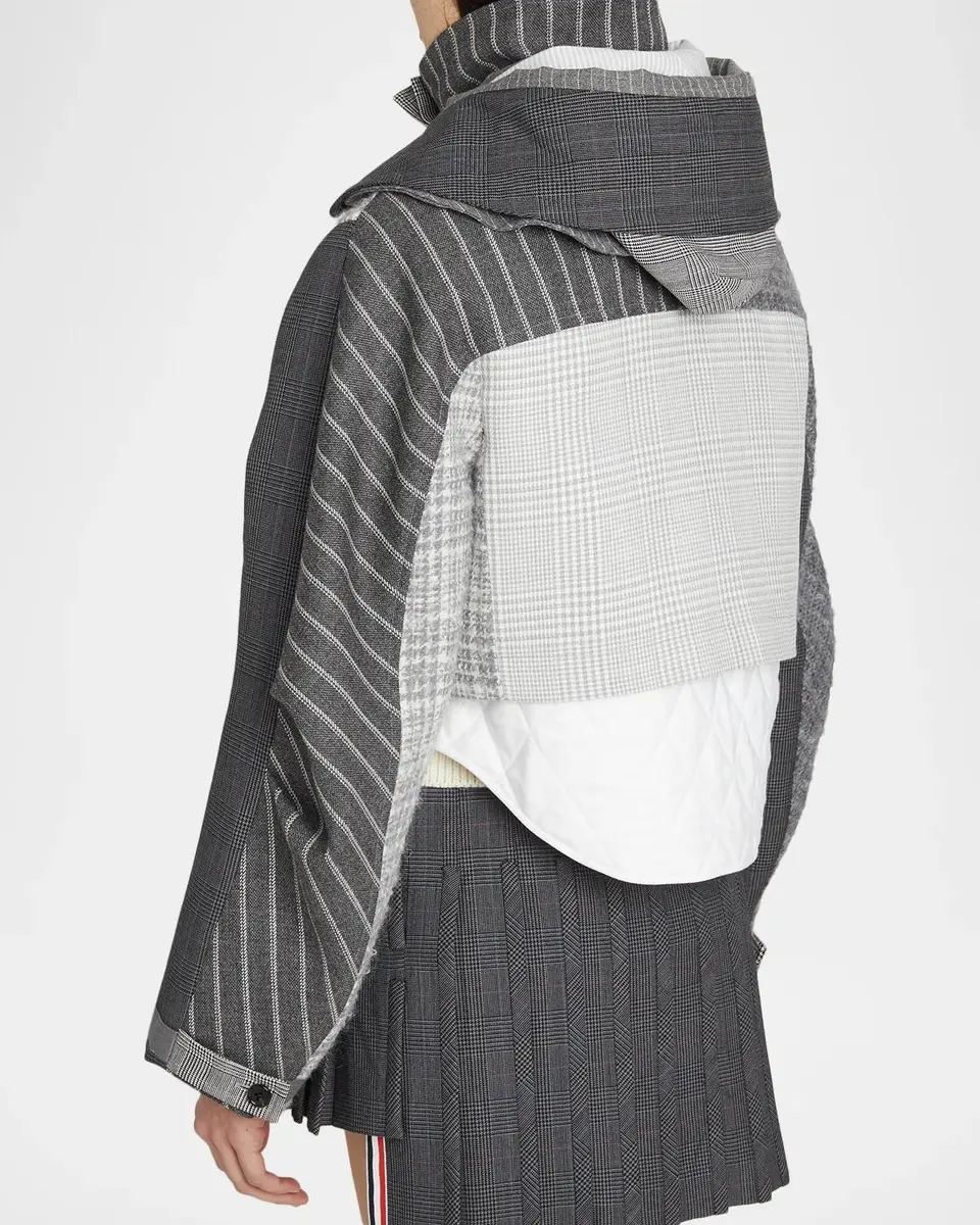 Thom Browne Cropped Tailored Patchwork Jacket | Thumbnail 3 Thom Browne Cropped Tailored Patchwork Jacket | Thumbnail 3