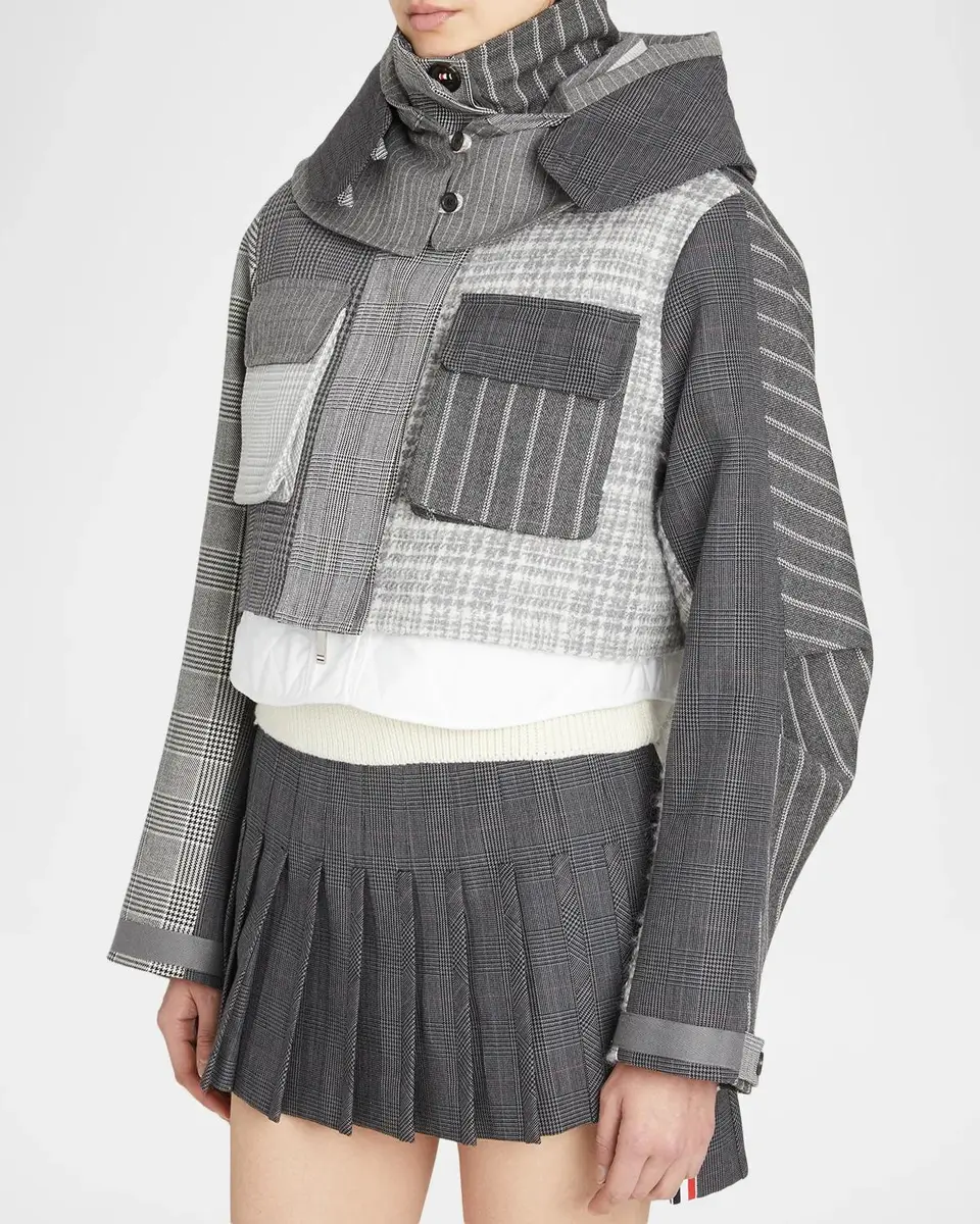 Thom Browne Cropped Tailored Patchwork Jacket | Thumbnail 4 Thom Browne Cropped Tailored Patchwork Jacket | Thumbnail 4