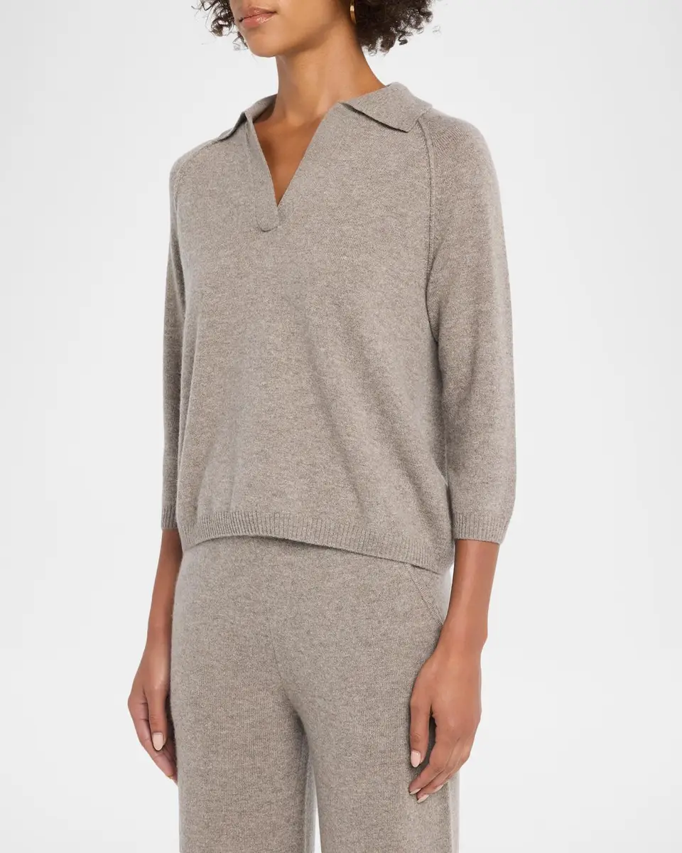 TSE Cashmere Cashmere 3/4-Sleeve Polo Sweater | Thumbnail 4 TSE Cashmere Cashmere 3/4-Sleeve Polo Sweater | Thumbnail 4