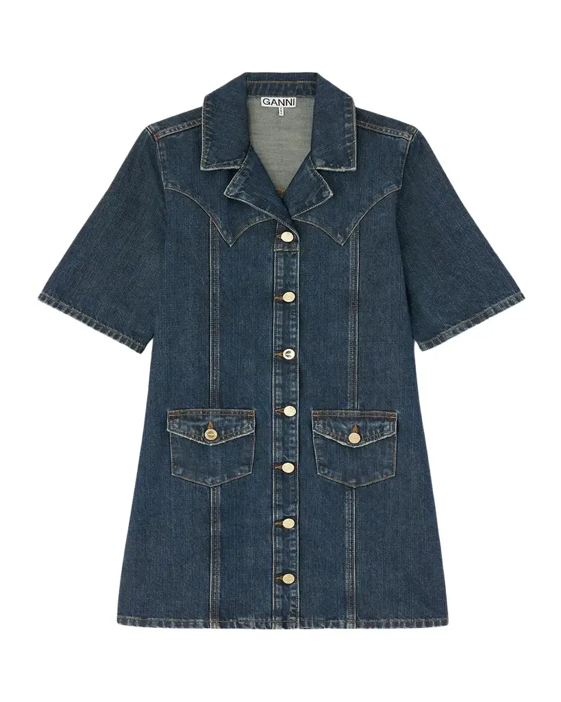 Ganni Denim Mini Shirtdress