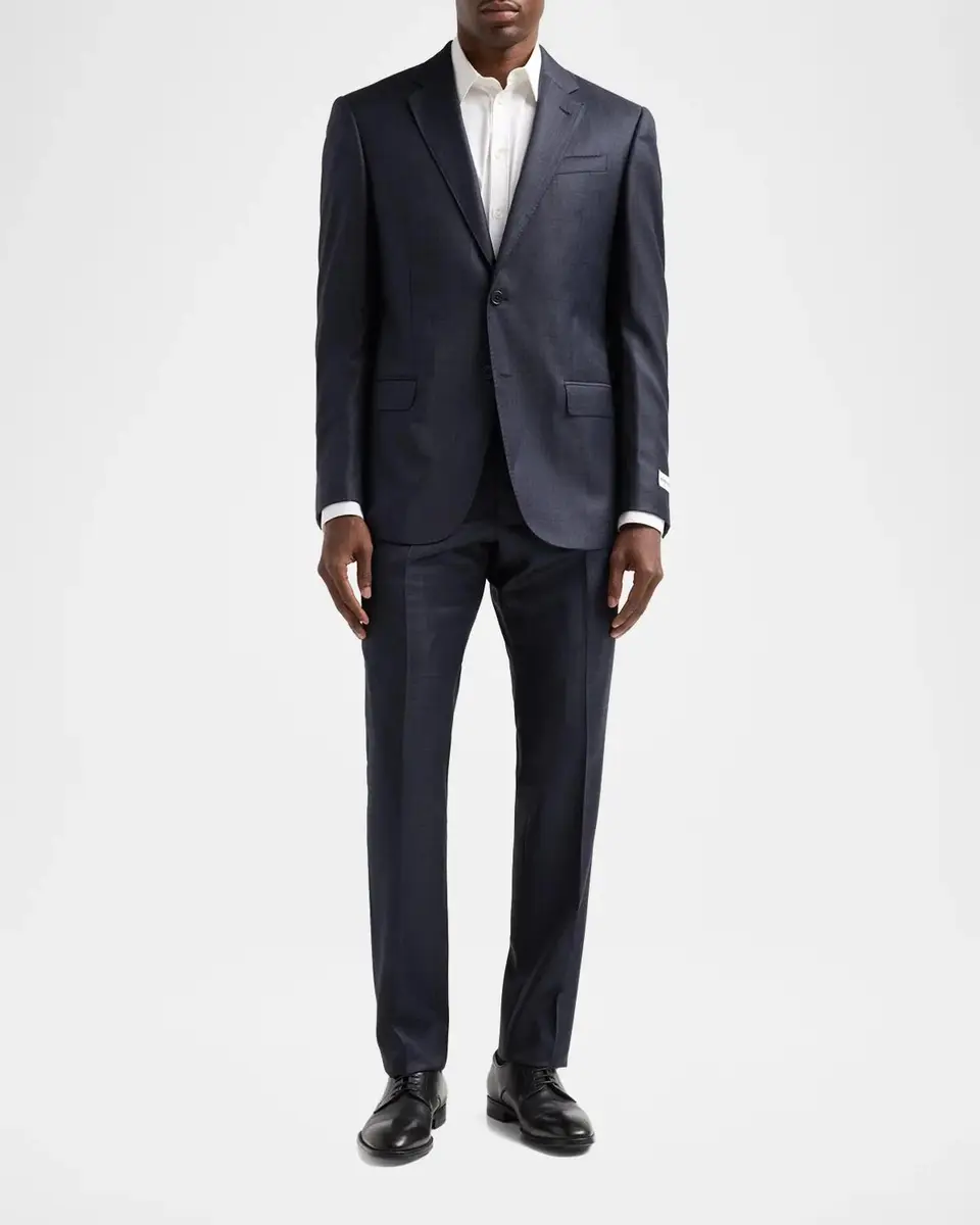 Emporio Armani Men's Plaid Wool Single-Breasted Suit | Thumbnail 2 Emporio Armani Men's Plaid Wool Single-Breasted Suit | Thumbnail 2