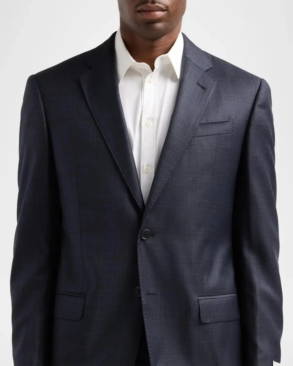 Emporio Armani Men's Plaid Wool Single-Breasted Suit | Thumbnail 5 Emporio Armani Men's Plaid Wool Single-Breasted Suit | Thumbnail 5