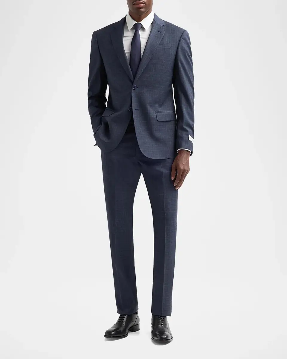 Emporio Armani Men's Textured Box Wool Single-Breasted Suit | Thumbnail 2 Emporio Armani Men's Textured Box Wool Single-Breasted Suit | Thumbnail 2