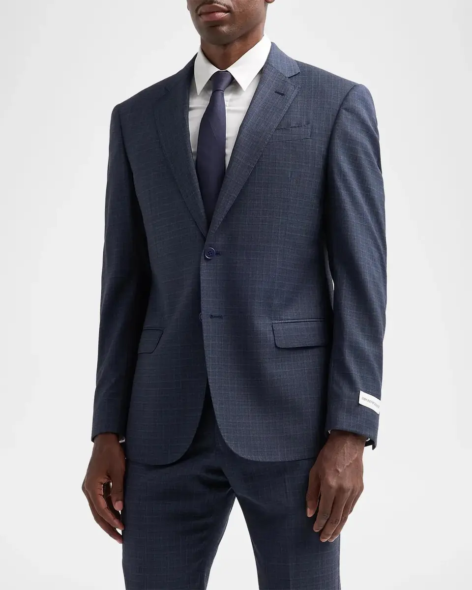 Emporio Armani Men's Textured Box Wool Single-Breasted Suit | Thumbnail 4 Emporio Armani Men's Textured Box Wool Single-Breasted Suit | Thumbnail 4